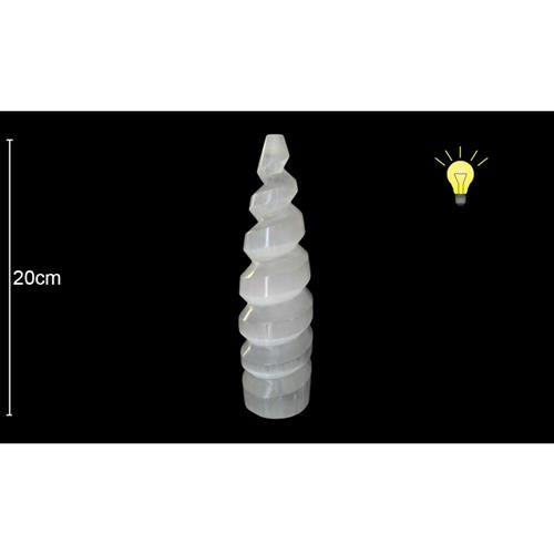 Selenite Lamp Spirals 20 cm