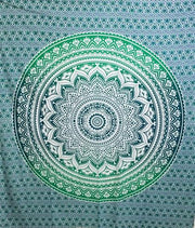 Cotton Tapestry Double  90"x 90" LOTUS MANDALA  (green)