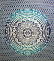 Cotton Tapestry Double  90"x 90" LOTUS MANDALA (blue )