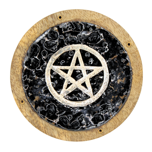 Pentagram Incense Holder With Black Tourmaline Chips