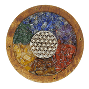 Flower Of Life Incense Holder With 7 Chakra Stone Chips