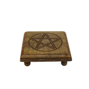 Mini Altar Table Carved Pentagram