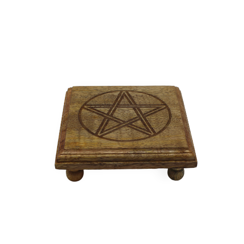 Mini Altar Table Carved Pentagram