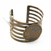Brass Bangle Bracelet Triple Moon