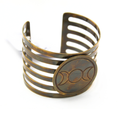 Brass Bangle Bracelet Triple Moon