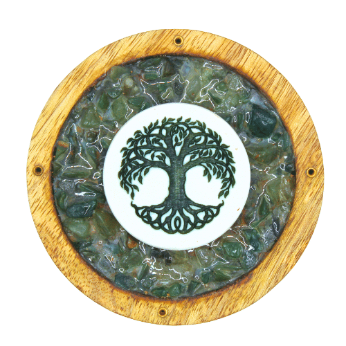 Tree Of Life Incense Holder With Green Aventurine Chips