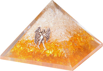 Orgonite Pyramid Citrine & Clear Quartz. Archangel Uriel