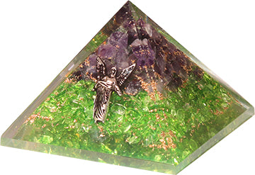 Orgonite Pyramid Perridot & Amethyst With Fairy Raphael  70