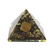 Orgonite Pyramid - Pyrite, Flower Of Life 7cm