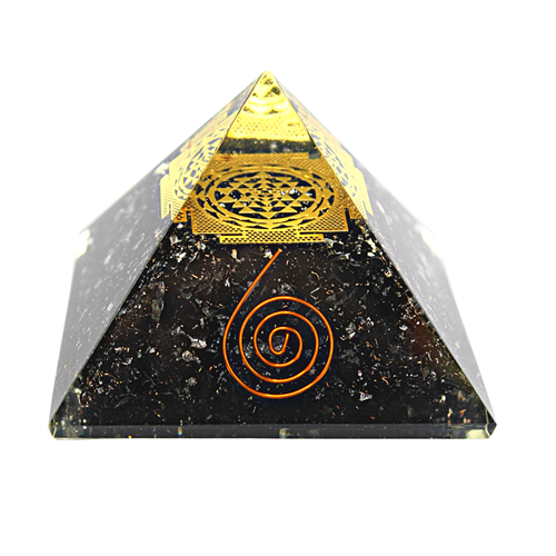 Orgonite Pyramid - Black Tourmaline, Sri Yantra 70 mm