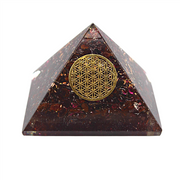 Orgonite pyramide Garnet Flower of life 6cm