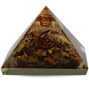 Orgonite pyramid Tiger Eye With Crystal spiral and Copper