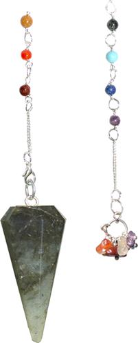 6 Faceted 7 Chakra Labradorite Pendulum -11161