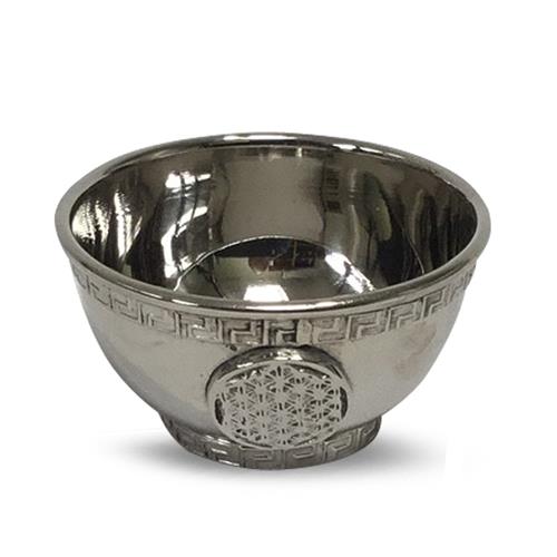 Tibetan Incense Burner / Nickel Flower of LIfe Offering Bowl