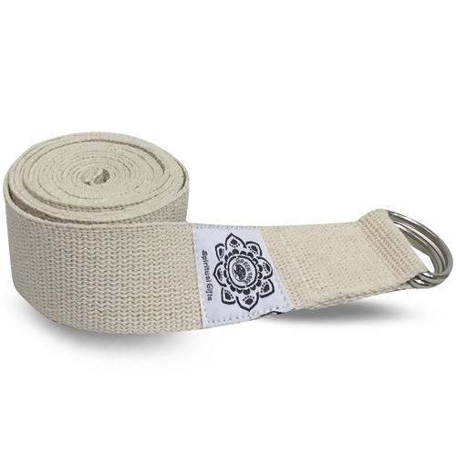 Ivory Cotton Yoga 8 ft. strap with wrapped  1.5â€™â€™ D-ring