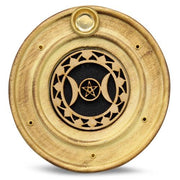 Wooden Incense Holder Triple Moon 10 cm