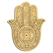 Wooden Engraving Hamsa Hand 12x9.5cm Set of 2