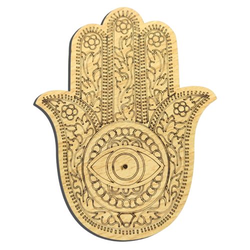 Wooden Engraving Hamsa Hand 12x9.5cm Set of 2