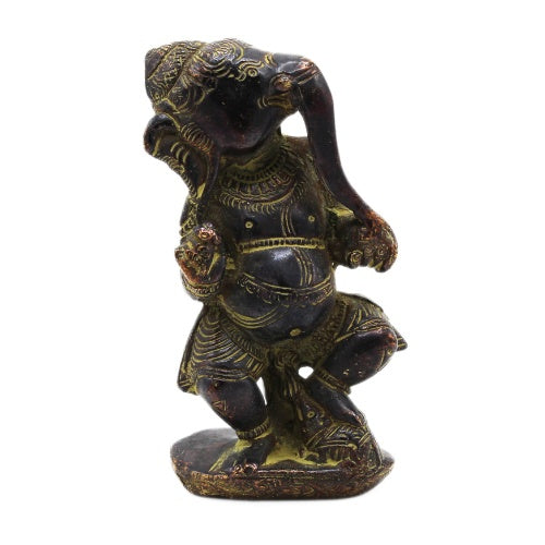 Brass Ganesh Standing Green Patina 12 cm