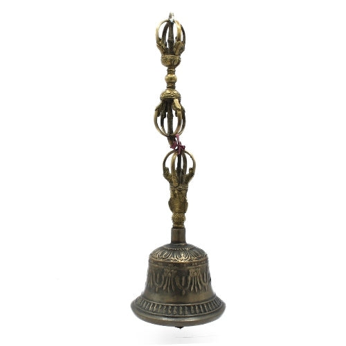Tibetan Bell and Dorje Set Large - Antique Bronze finish 8"