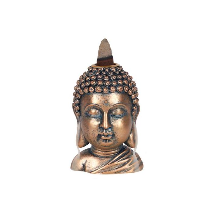 Bronze Buddha Head Backflow Incense Burner