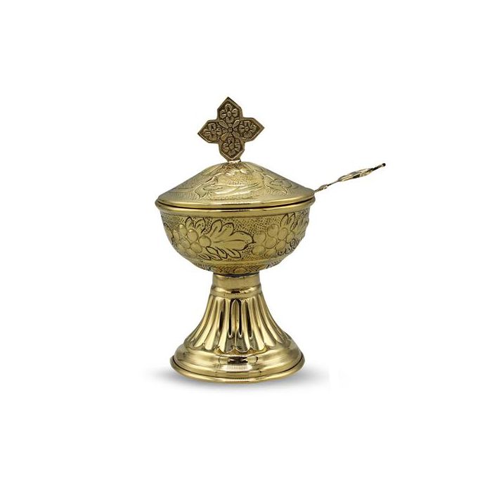 Incense Cup w/spoon 5'' x ''3 - Brass Polish