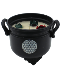 Cauldron Candle White Sage Flower of Life