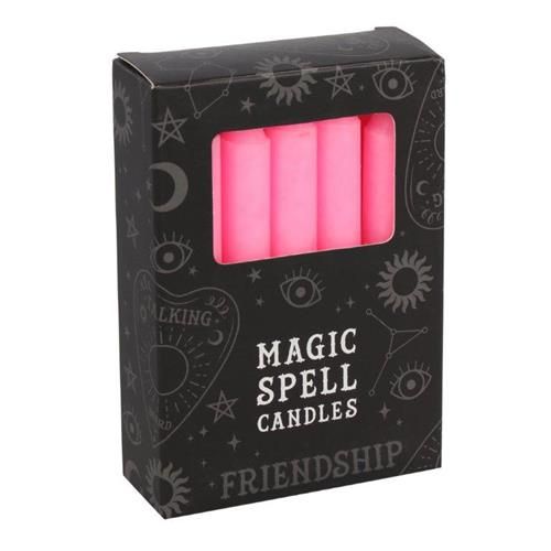 Pack of 12 'FRIENDSHIP' Spell Candles Pink