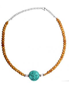 Sandelhout Ketting Met Turkoois Krishna