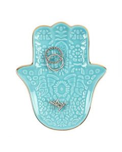 Plato De Joyería De Mano De Hamsa Turquesa