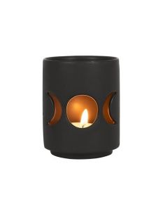 Small Black Triple Moon Cut Out Tealight Holder