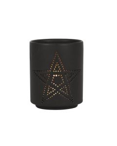 Small Black Pentagram Cut Out Tealight Holder