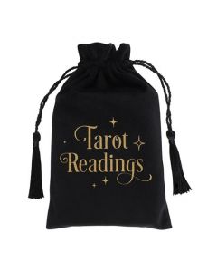 Bolsa negra con cordón para almacenar barajas de tarot