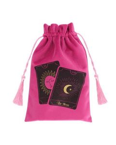 Bolsa con cordón para cartas del tarot color rosa