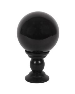 LARGE BLACK CRYSTAL BALL ON STAND