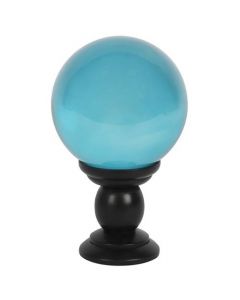 Large teal crystal ball on stand