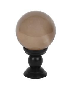 Large smoke grey crystal ball on stand