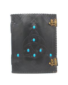 Leather Gemstone Journal Triquetra Black 25x33 cm