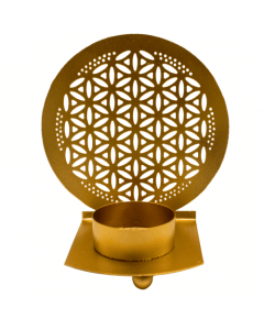 TeaLight Holder Flower of Life Gold 10x11 cm