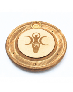 Wooden Incense Burner Crescent Moons & Spiral 10 cm