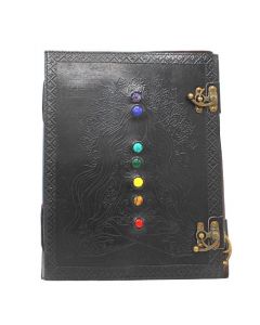 Leren Dagboek Godin met 7 chakra stenen 25x33cm