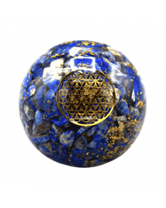 ORGONITE SPHERE LAPIS INSIDE WITH FLOWER OF LIFE