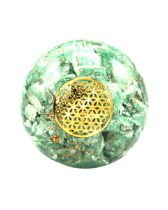 ORGONE SPHERE GREEN AVENTURINE INSIDE WITH FLOWER OF LIFE