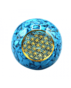 Orgonite Sphere Turquoise Inside With Flower Of Life