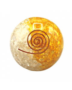 Orgonite Sphere Clear Quartz And Citrine Inside With Copper 