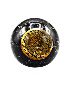 Orgone Sphere-Black Tourmaline-Flower Of Life