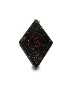 Colgante Orgone Turmalina Negra En Forma De Diamante Con Espiral