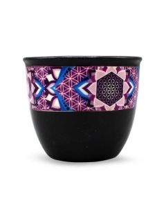 Small Ceramic Smudge Bowl Flower of Life Black