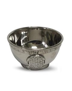 Tibetan Incense Burner / Nickel Flower of LIfe Offering Bowl