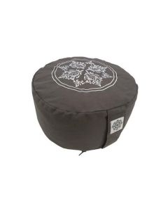 Meditation Cushion Side Print with Embroidery Dark Grey